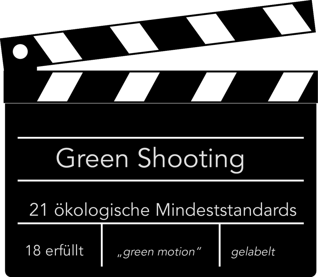 Symbolbild, schwarze Filmklappe von pixabay: mit weißen Aufschriften passend zum Textthema Nachhaltige Filmproduktion: Green Shooting, 21 ökologische Mindeststandards, 18 erfüllt, "green motion", gelabelt.